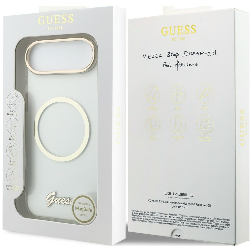 Guess IML Script Metal MagSafe-etui til iPhone Air – gennemsigtigt