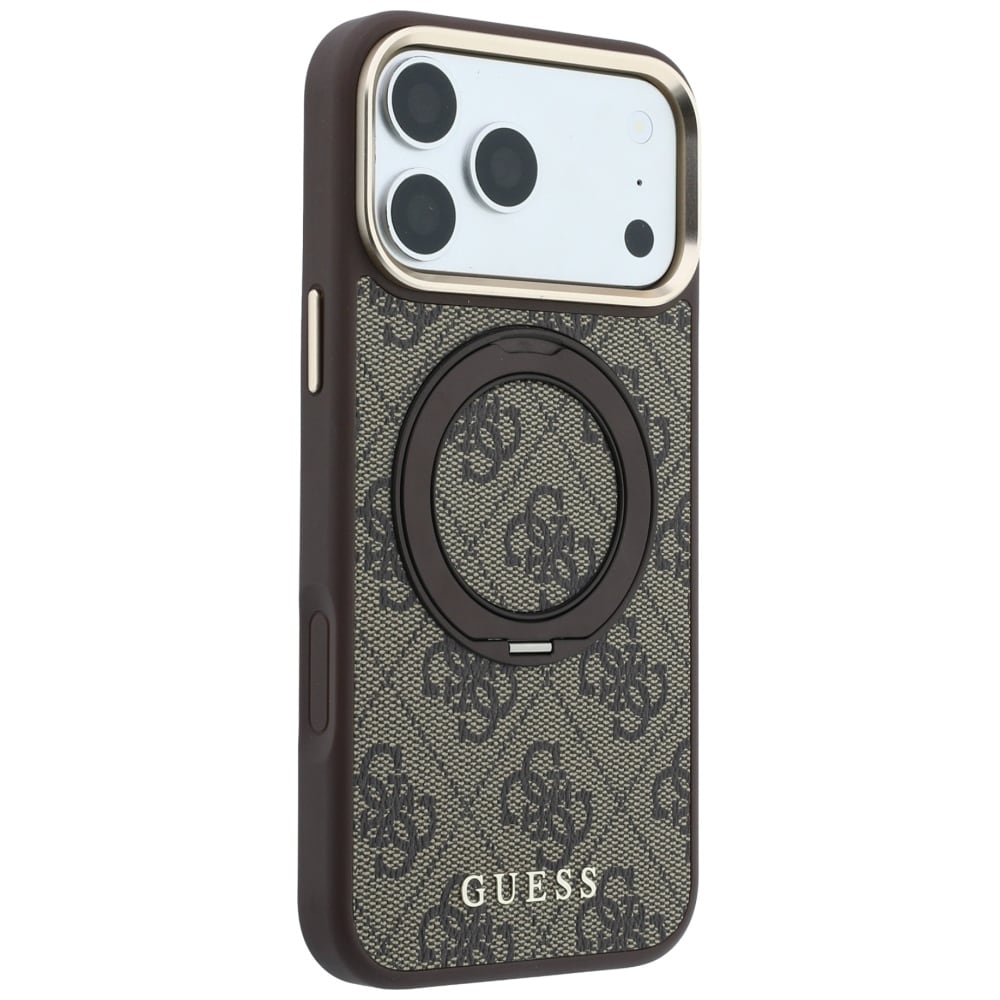 Guess Ring Stand 360 4G Classic Logo MagSafe-etui til iPhone 18 Pro / 17 Pro – Brun