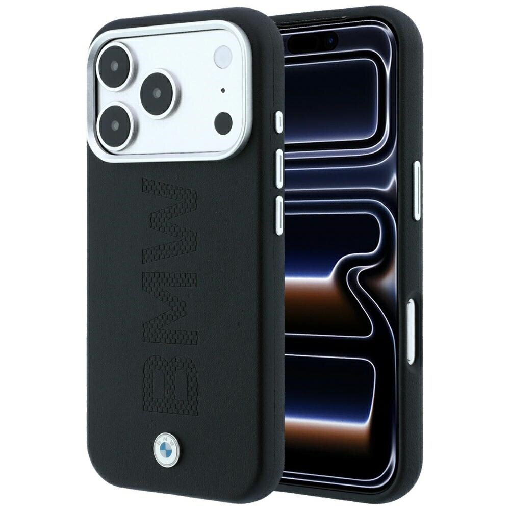 BMW Sign MagSafe-etui med præget, quiltet metal-logo til iPhone 18 Pro Max – mørkegrå