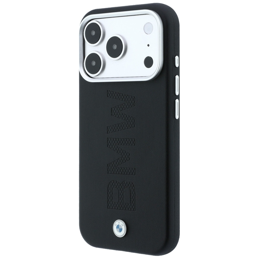 BMW Sign MagSafe-etui med præget, quiltet metal-logo til iPhone 18 Pro Max – mørkegrå