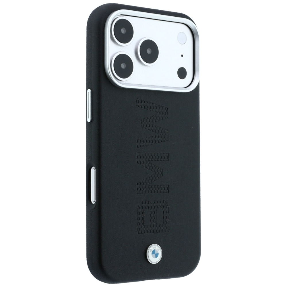 BMW Sign MagSafe-etui med præget, quiltet metal-logo til iPhone 18 Pro Max – mørkegrå