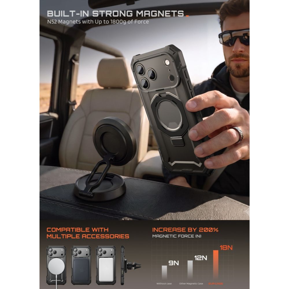 Supcase Grip Pro Mag MagSafe-etui til iPhone 18 Pro / 17 Pro – Sort