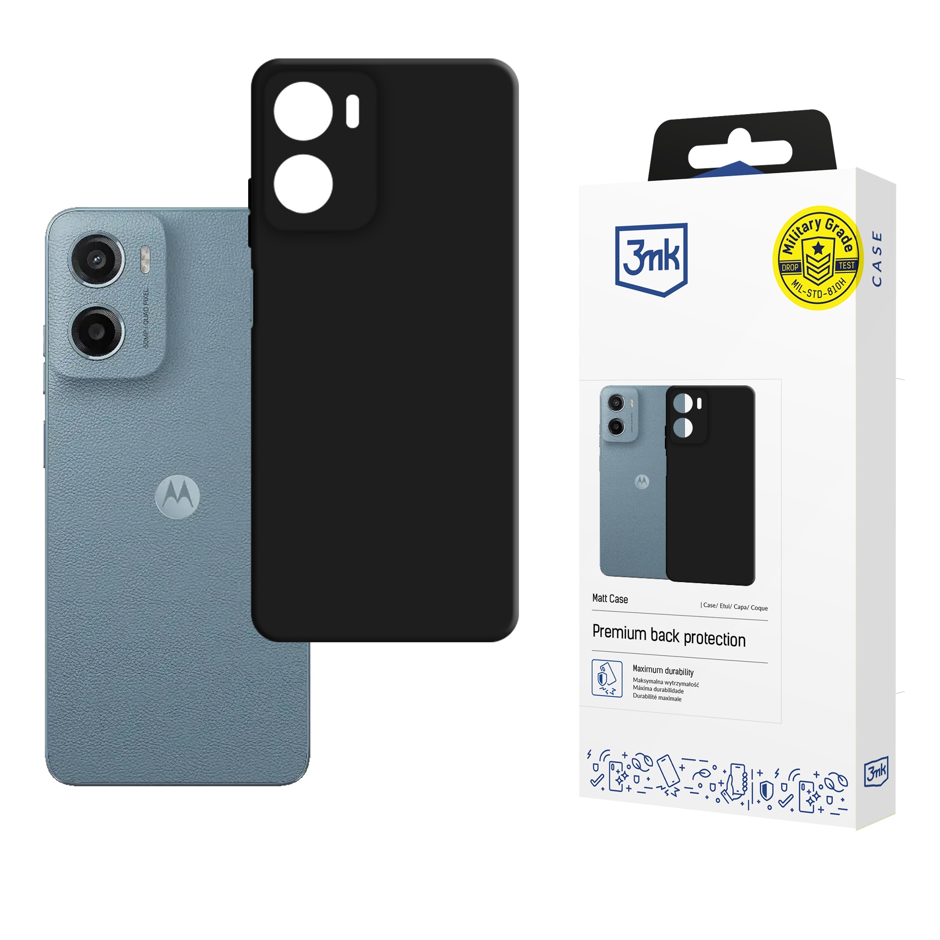 3mk matt skal till Motorola Moto G05 / E15 G4 – matt svart
