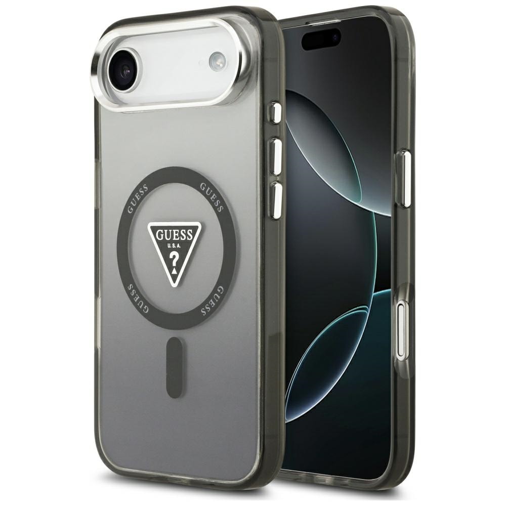 Guess IML-fodral med gradientmönster, triangel-logotyp och MagSafe för iPhone Air – svart