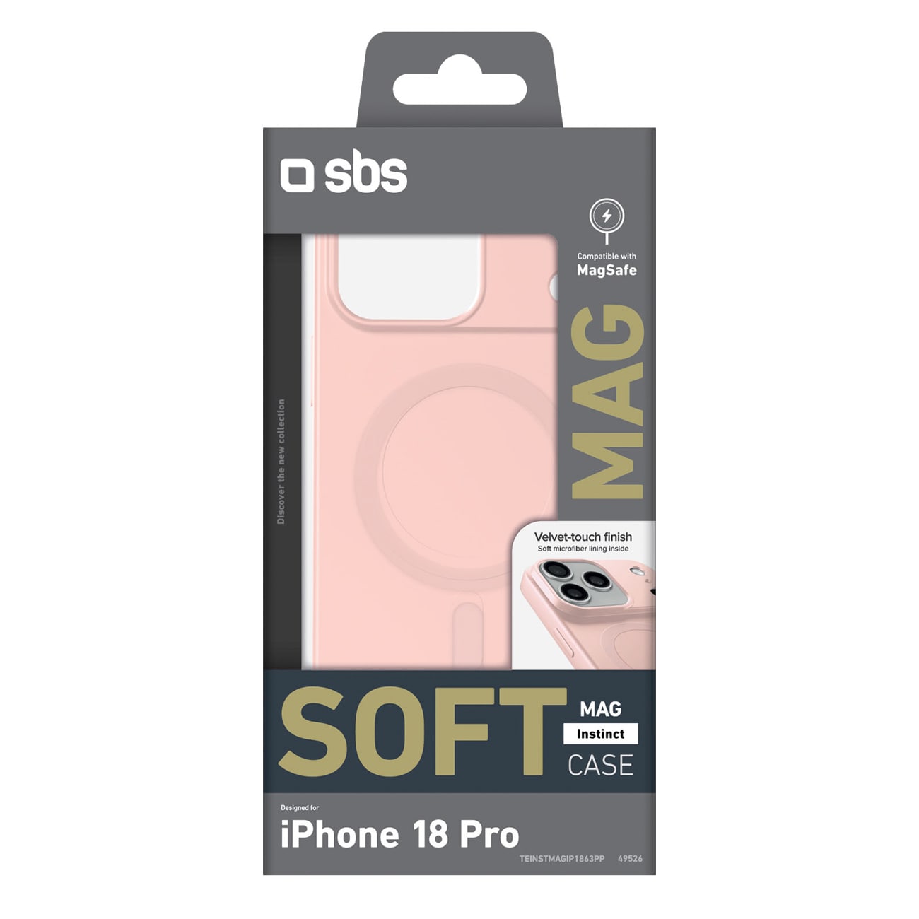 SBS Instinct Mag-etui til iPhone 18 Pro / 17 Pro – kompatibelt med MagSafe – lyserød