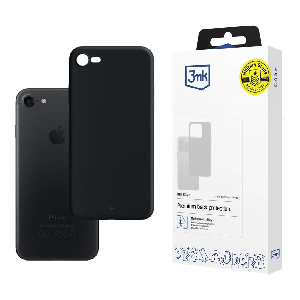 3mk matt skal for iPhone 7 / 8 / SE 2020 / SE 2022 – svart