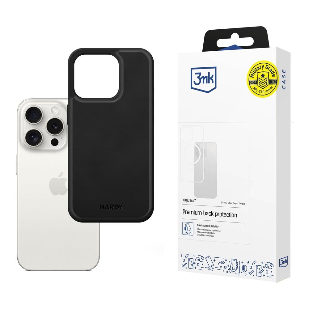 3mk Hardy Apple Silky Leather MagCase för Apple iPhone 15 Pro Max – Svart