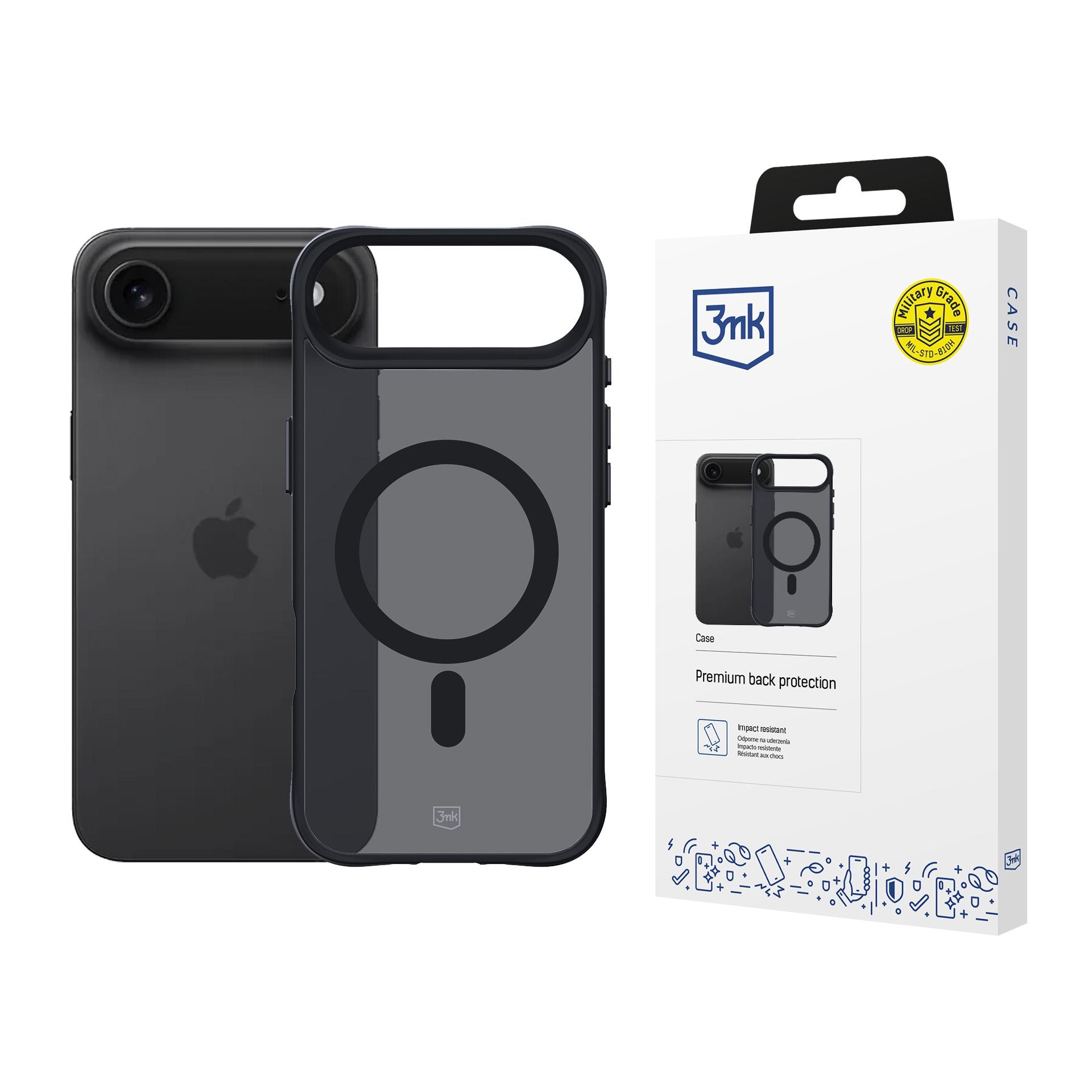 3mk Smoke MagCase för iPhone 17 Air – Svart, halvgenomskinligt