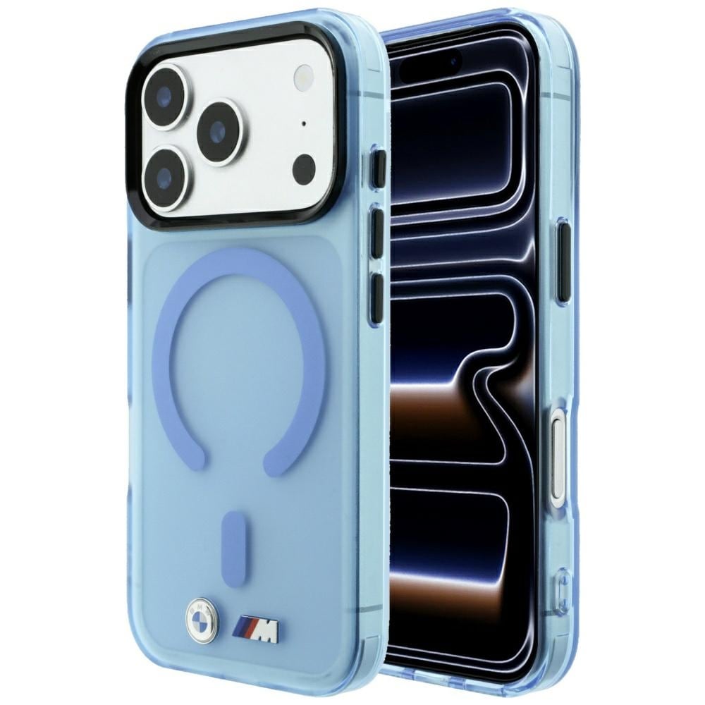 BMW M IML-etui m. frostet metal-logo/-detaljer og MagSafe til iPhone 17 Pro/18 Pro – Blå