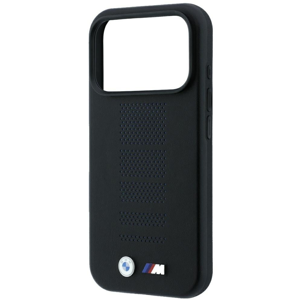 BMW M Blue Perfo Metal Logo MagSafe-etui til iPhone 18 Pro / 17 Pro – Sort