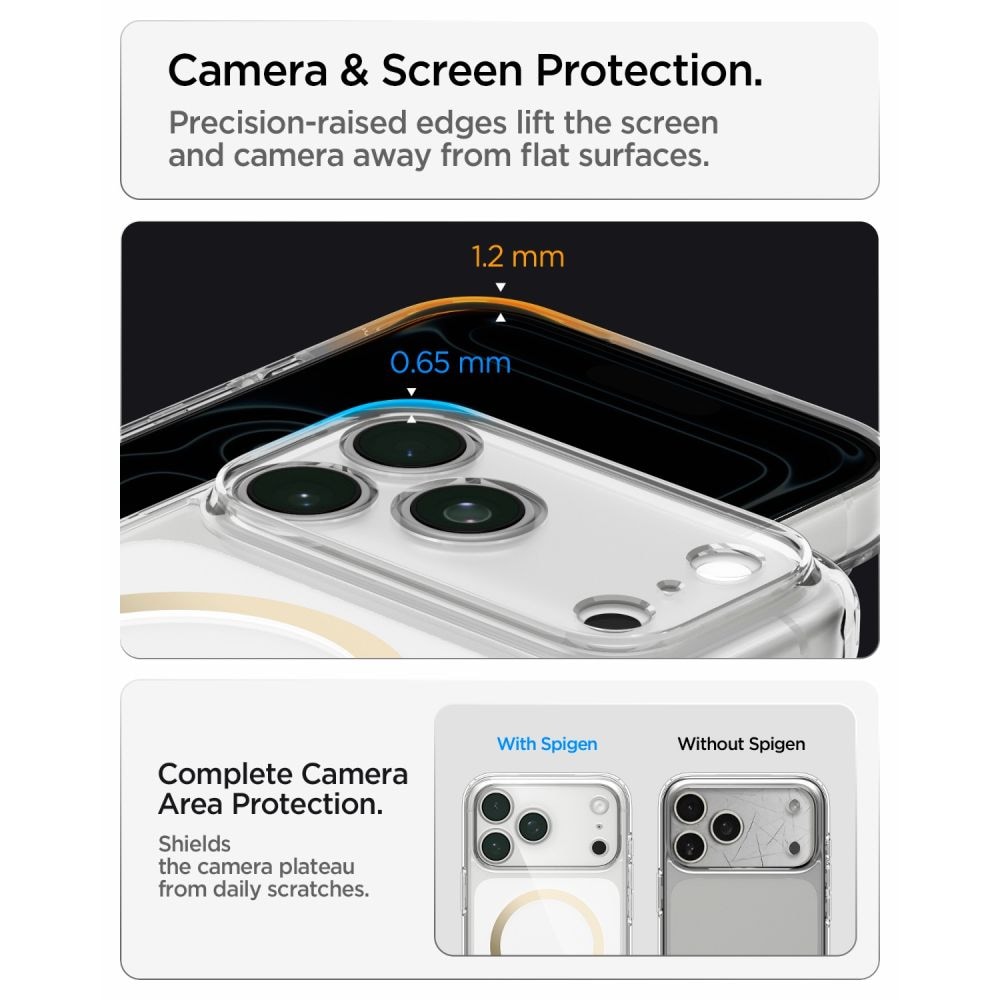 Spigen Ultra Hybrid MagSafe-etui til iPhone 18 Pro Max / 17 Pro Max – Gennemsigtig guld