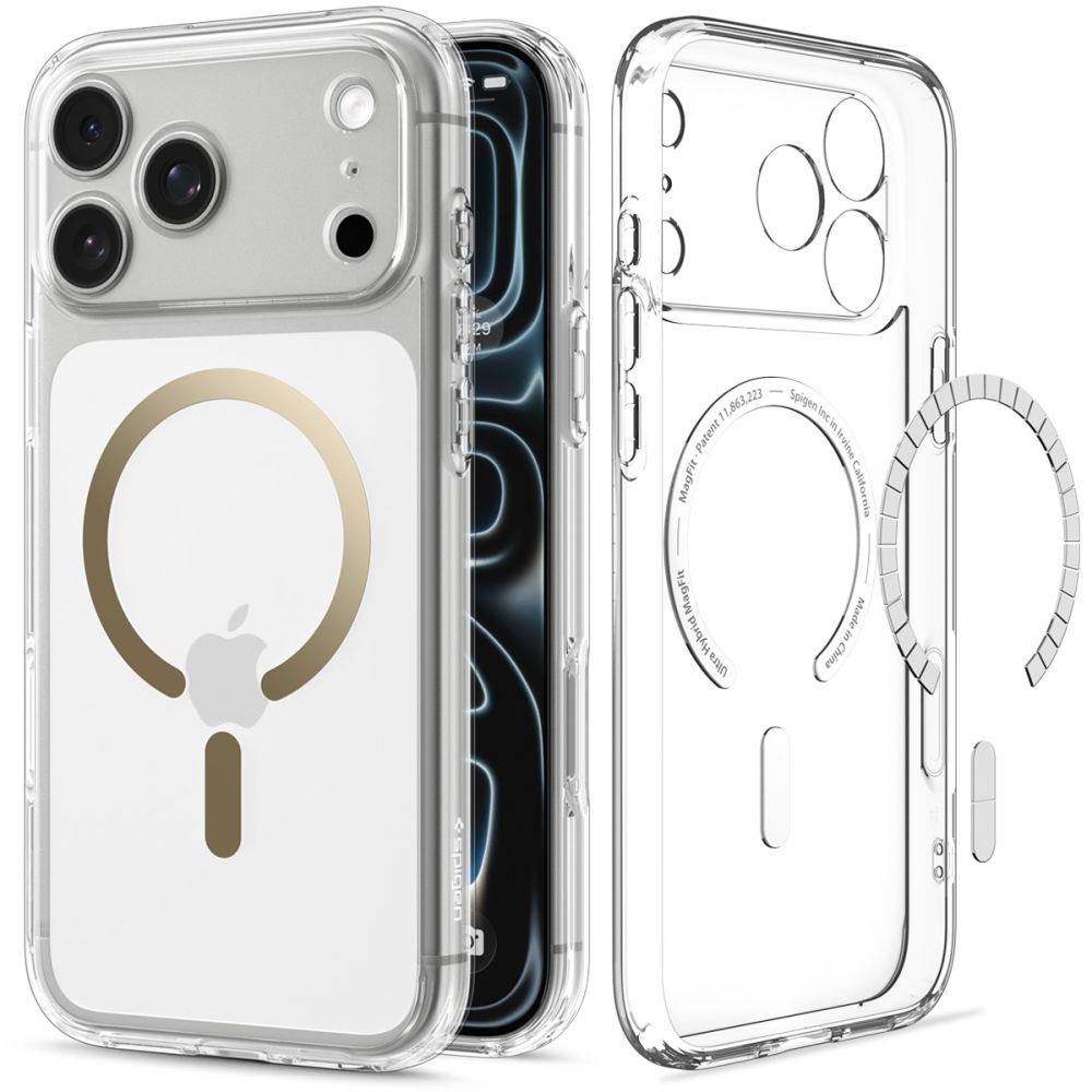 Spigen Ultra Hybrid MagSafe-etui til iPhone 18 Pro Max / 17 Pro Max – Gennemsigtig guld