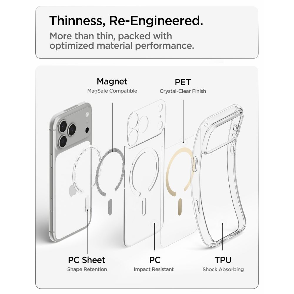 Spigen Ultra Hybrid MagSafe-etui til iPhone 18 Pro Max / 17 Pro Max – Gennemsigtig guld