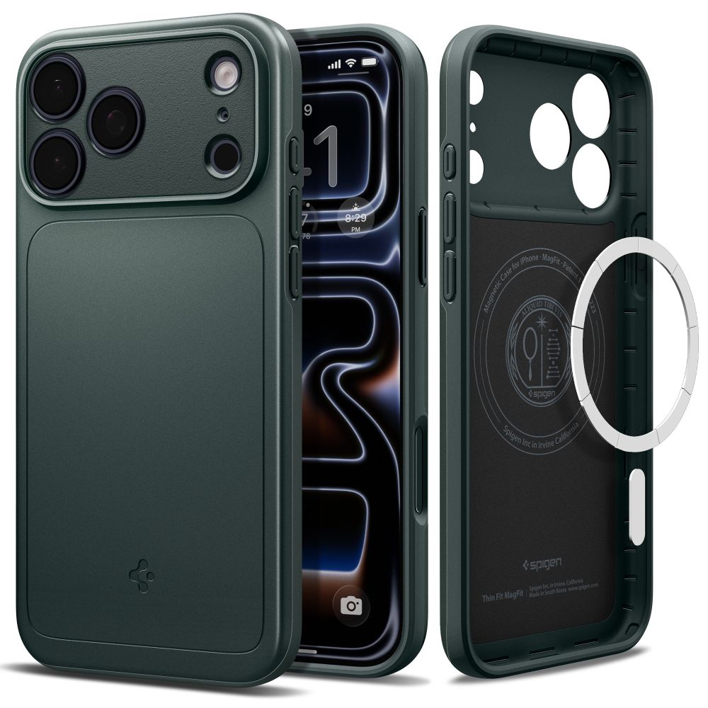 Spigen Thin Fit MagSafe-etui til iPhone 18 Pro / 17 Pro – Grøn