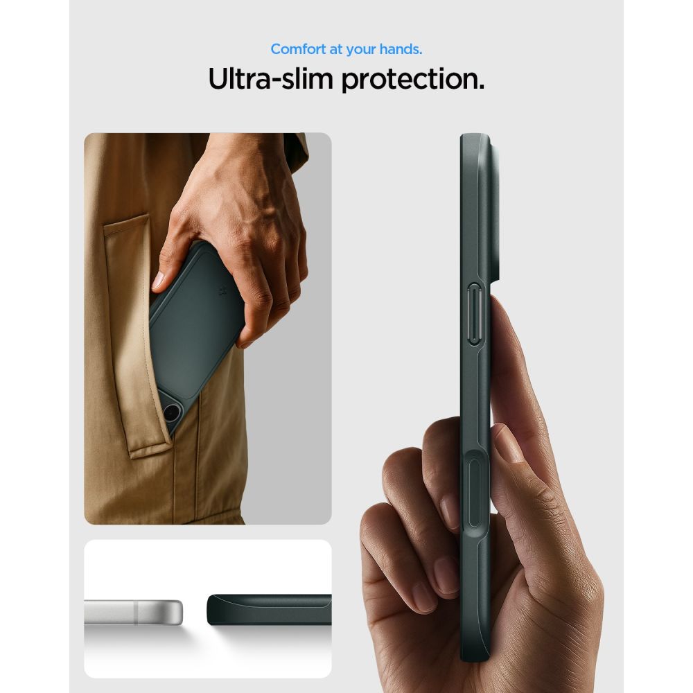 Spigen Thin Fit MagSafe-etui til iPhone 18 Pro / 17 Pro – Grøn