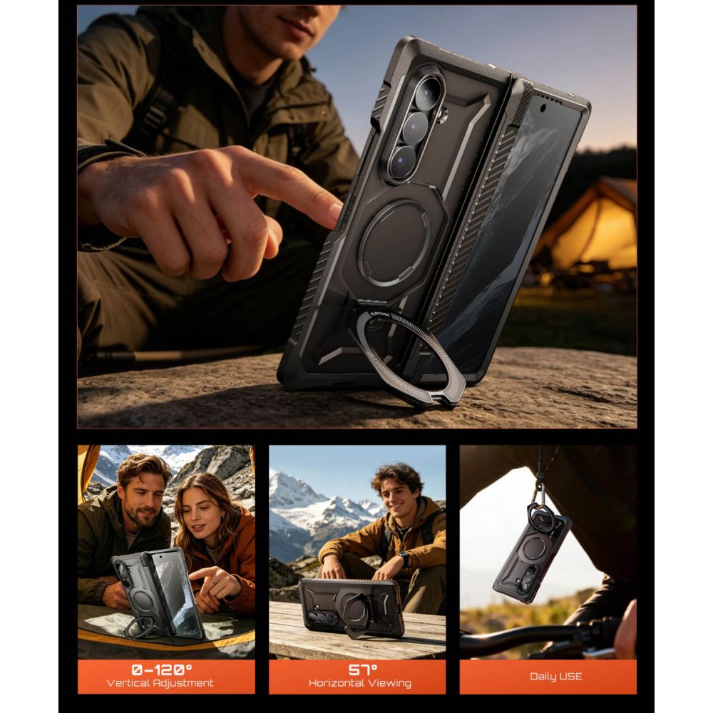 Supcase UB Grip Mag MagSafe 2-sæt etui til Samsung Galaxy Z Fold 8 – Sort