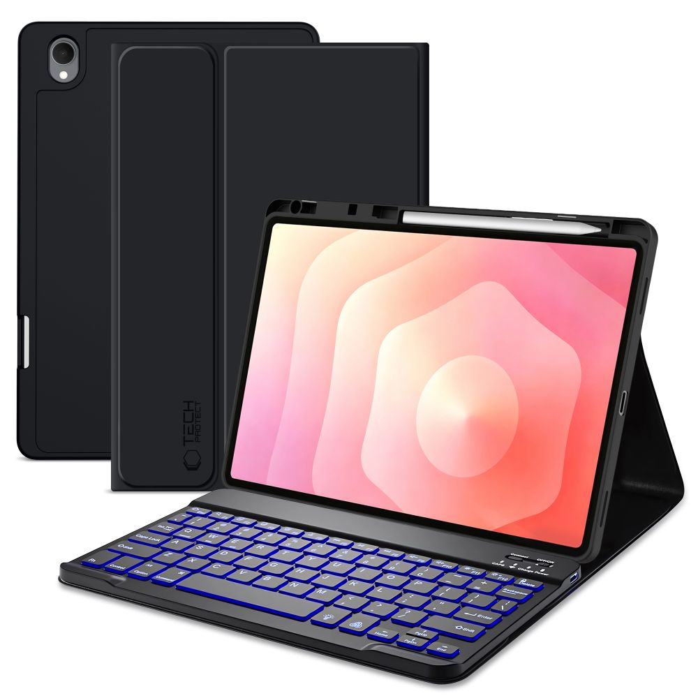 Tech-Protect SC pennfodral + Bluetooth-tangentbord för Galaxy Tab S12+ 12,4" X840/X846B – Svart
