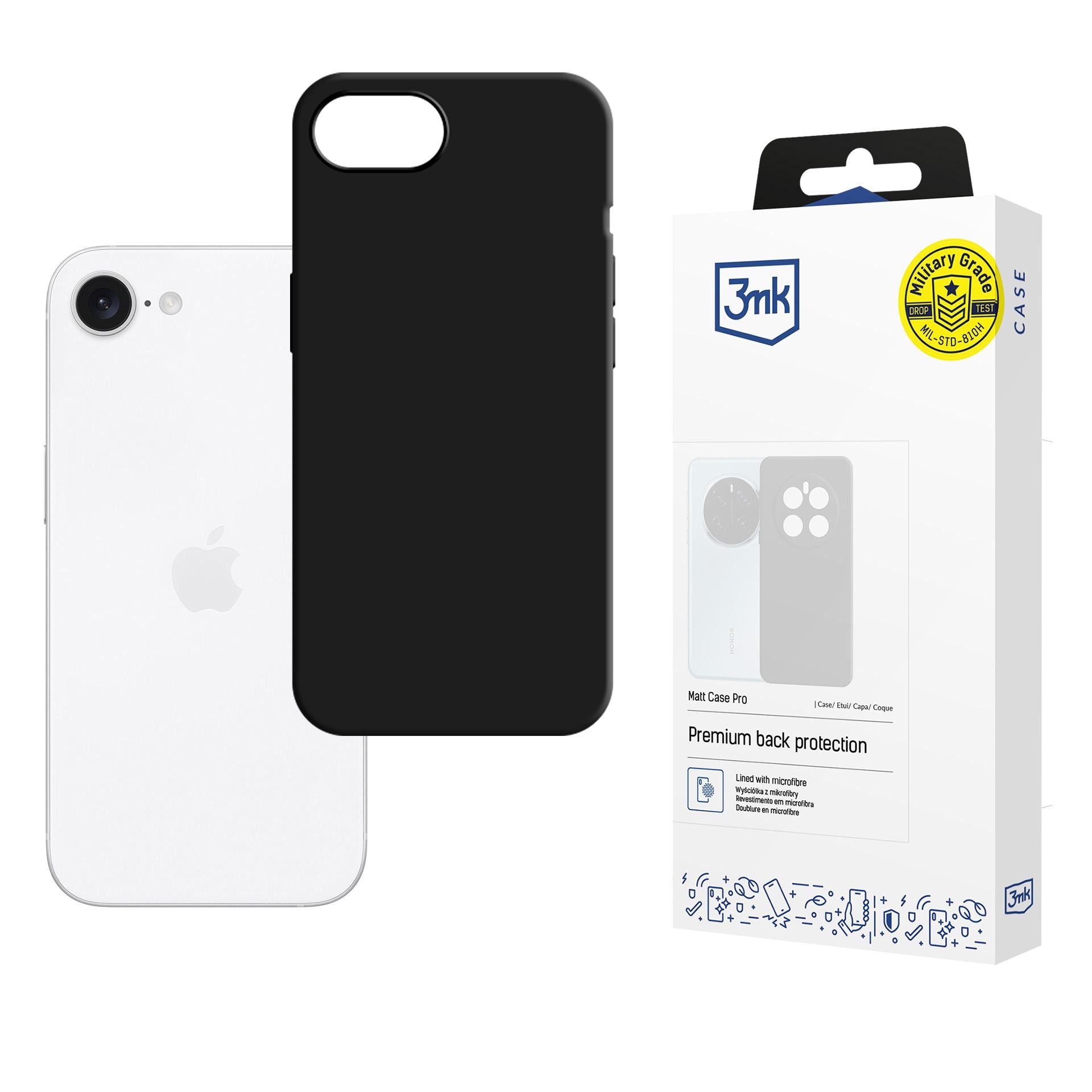 3mk Matt Case Pro för Apple iPhone 16E – matt svart