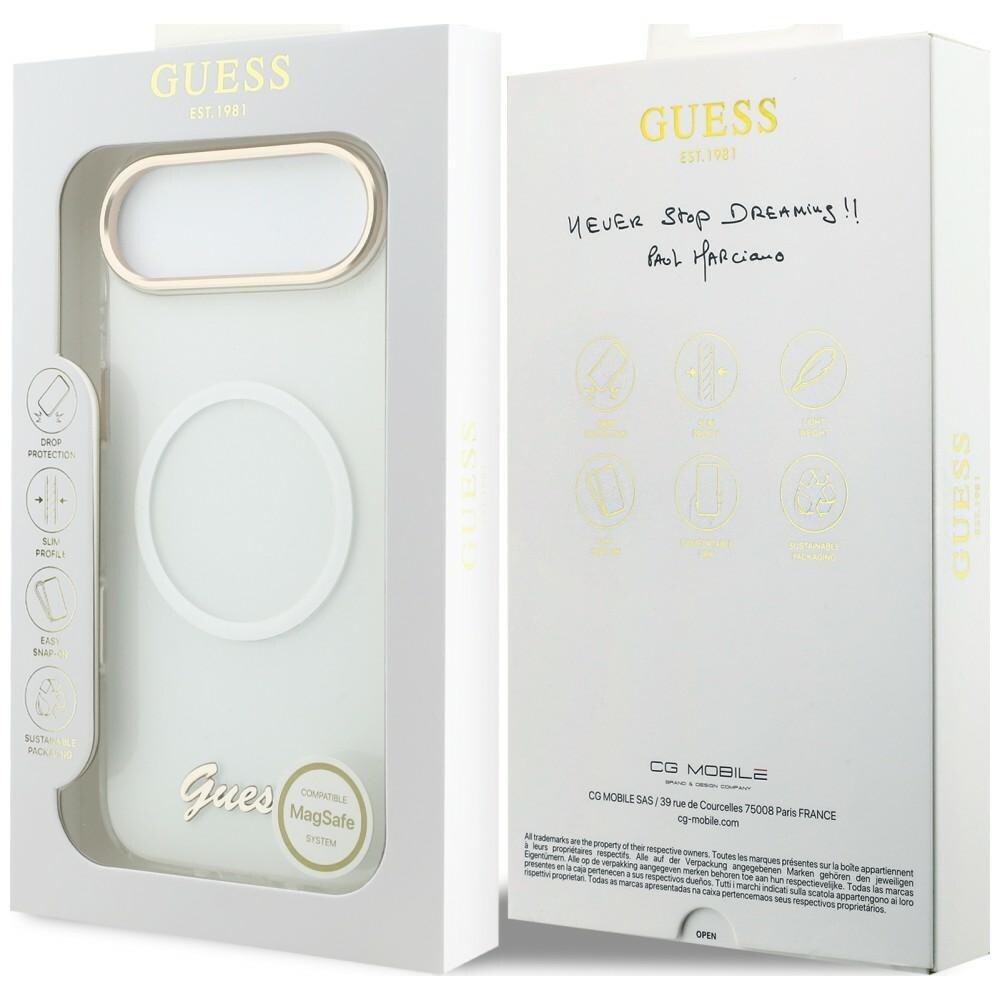 Guess IML Gradient Script Metal MagSafe-etui til iPhone Air – hvid