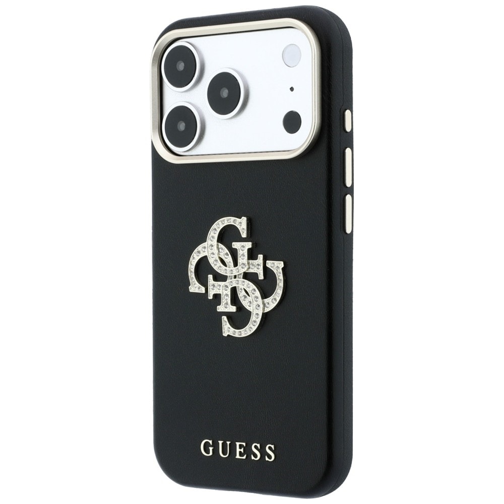 Guess Smooth & Big Strass Logo-etui til iPhone 18 Pro / 17 Pro – Sort