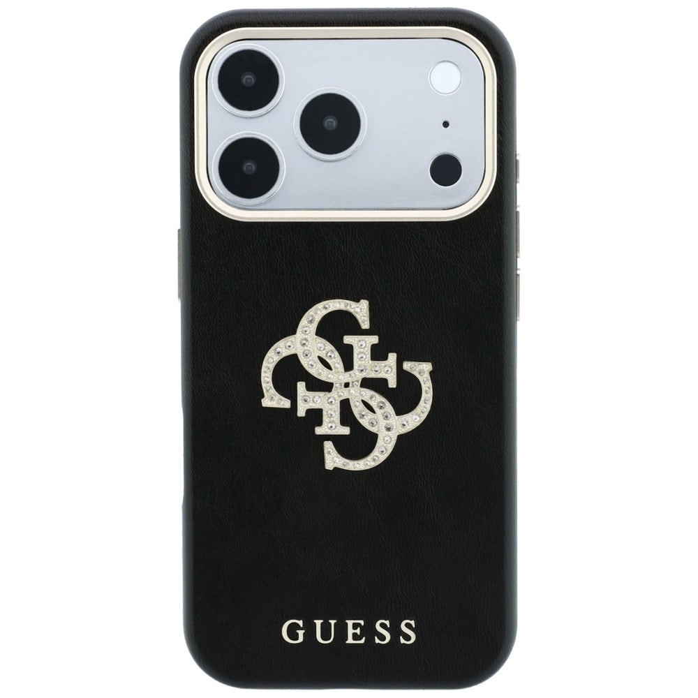 Guess Smooth & Big Strass Logo-etui til iPhone 18 Pro / 17 Pro – Sort