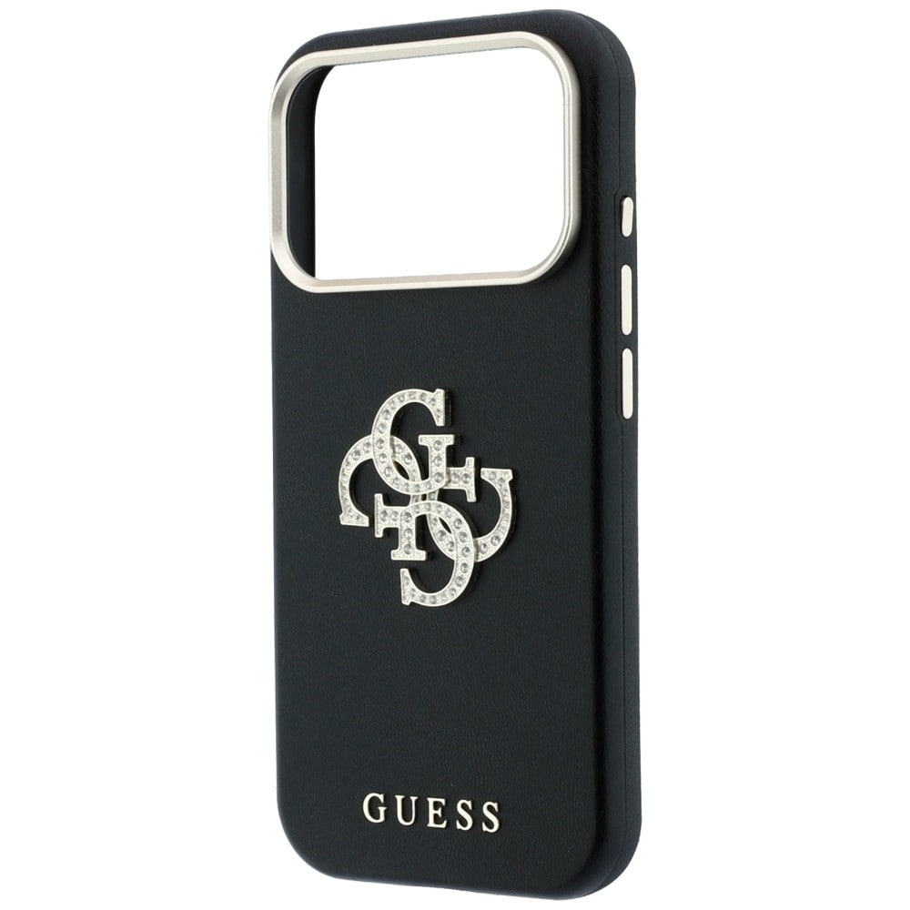 Guess Smooth & Big Strass Logo-etui til iPhone 18 Pro / 17 Pro – Sort