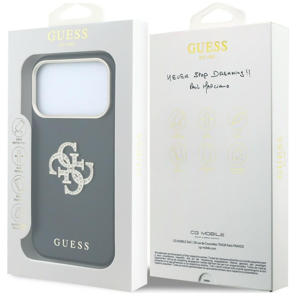 Guess Smooth & Big Strass Logo-etui til iPhone 18 Pro / 17 Pro – Sort
