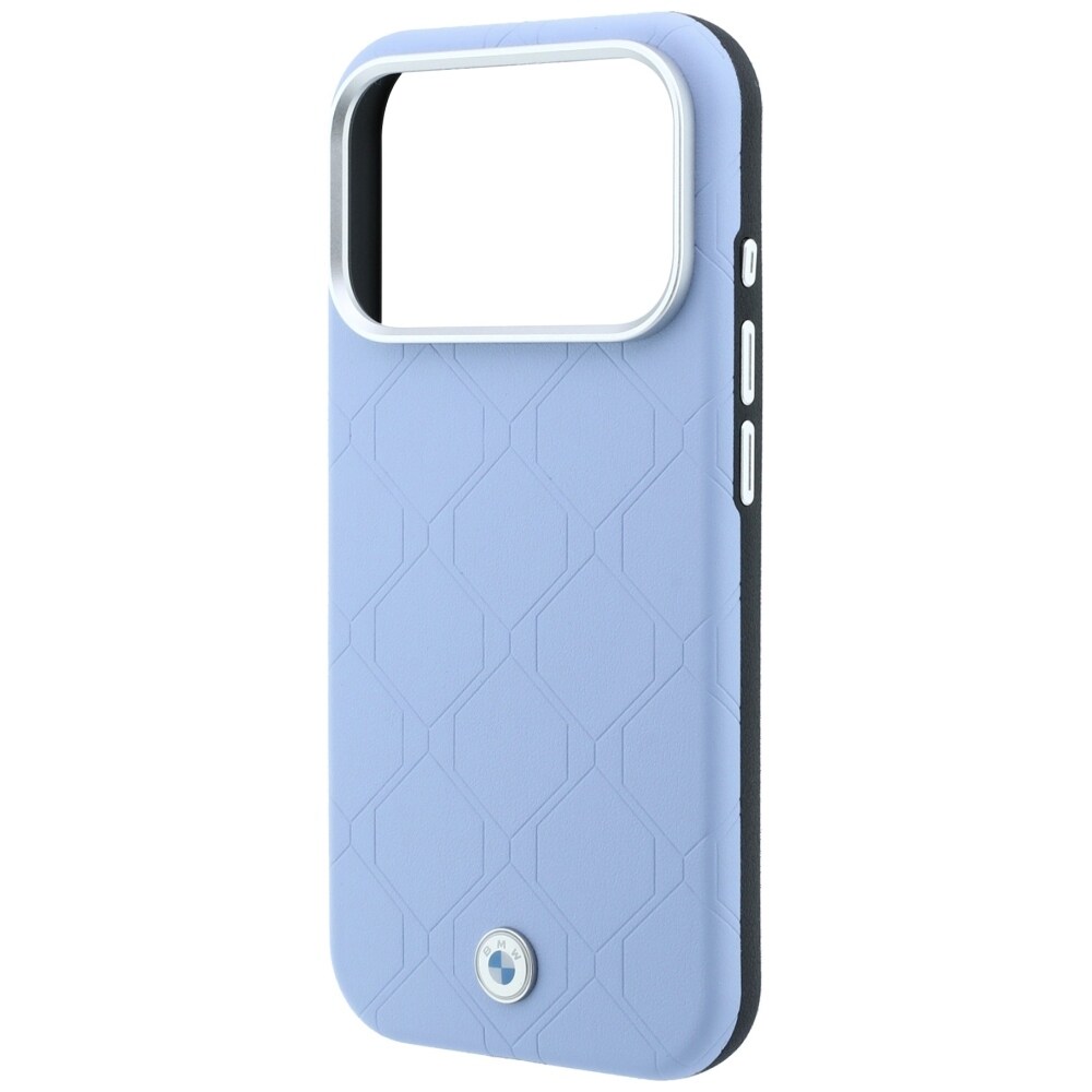 BMW Sign MagSafe-etui med præget, quiltet metal-logo til iPhone 17 Pro / 18 Pro – Blå