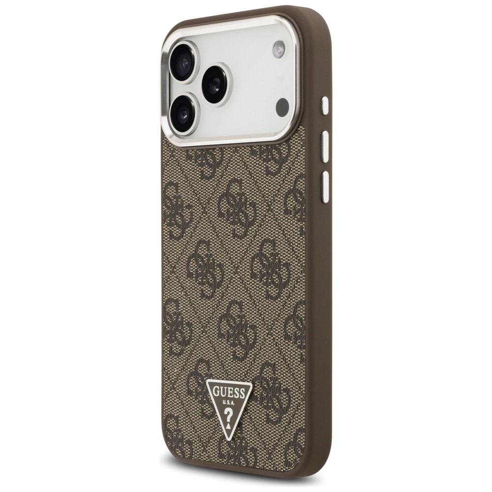 Guess 4G Triangle Logo MagSafe-etui til iPhone 18 Pro Max / 17 Pro Max – brun og sølv