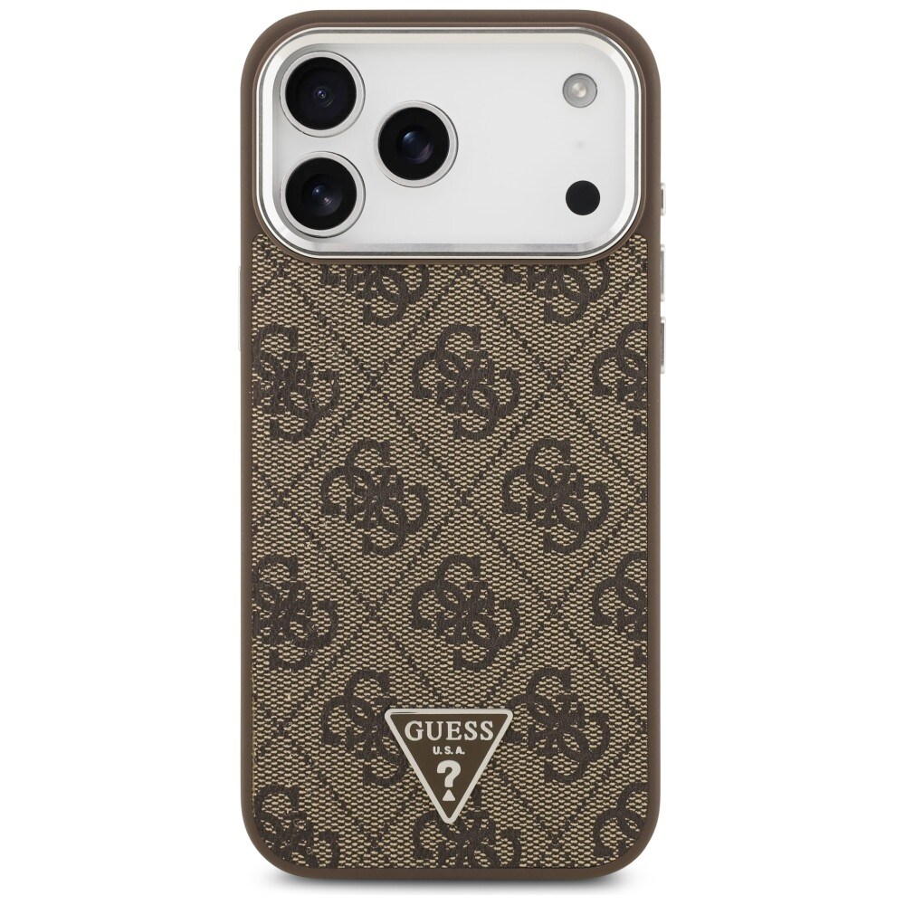 Guess 4G Triangle Logo MagSafe-etui til iPhone 18 Pro Max / 17 Pro Max – brun og sølv