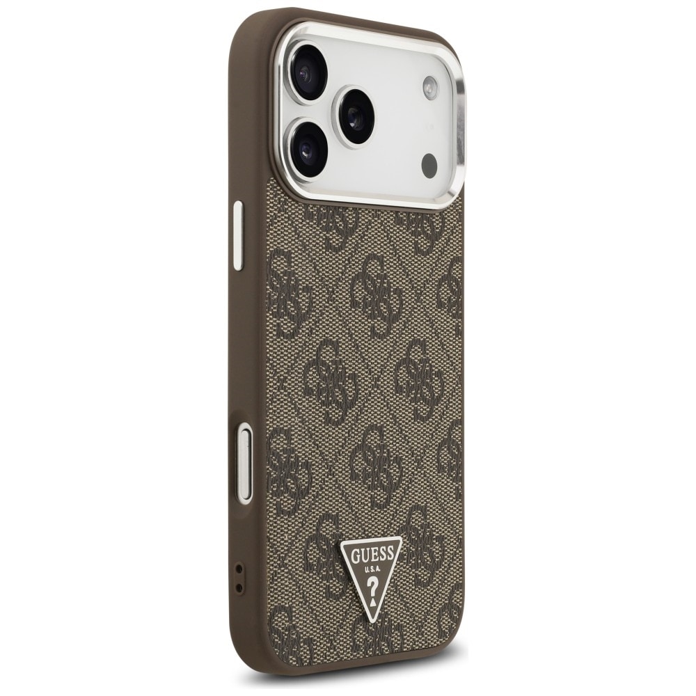 Guess 4G Triangle Logo MagSafe-etui til iPhone 18 Pro Max / 17 Pro Max – brun og sølv