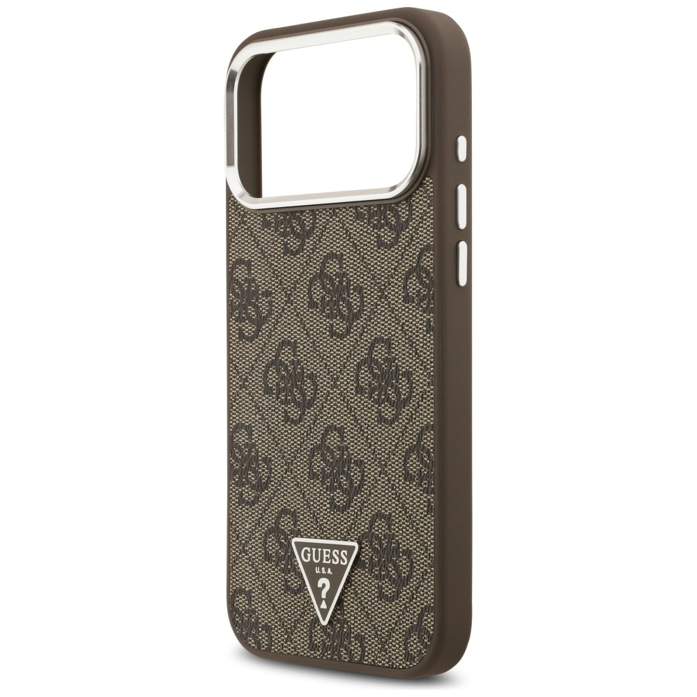 Guess 4G Triangle Logo MagSafe-etui til iPhone 18 Pro Max / 17 Pro Max – brun og sølv
