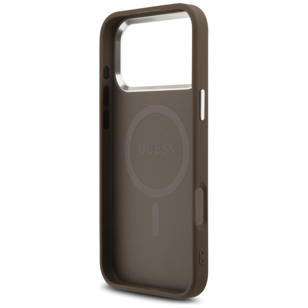 Guess 4G Triangle Logo MagSafe-etui til iPhone 18 Pro Max / 17 Pro Max – brun og sølv