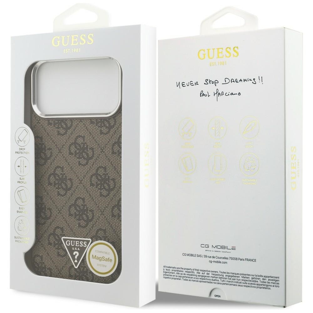 Guess 4G Triangle Logo MagSafe-etui til iPhone 18 Pro Max / 17 Pro Max – brun og sølv