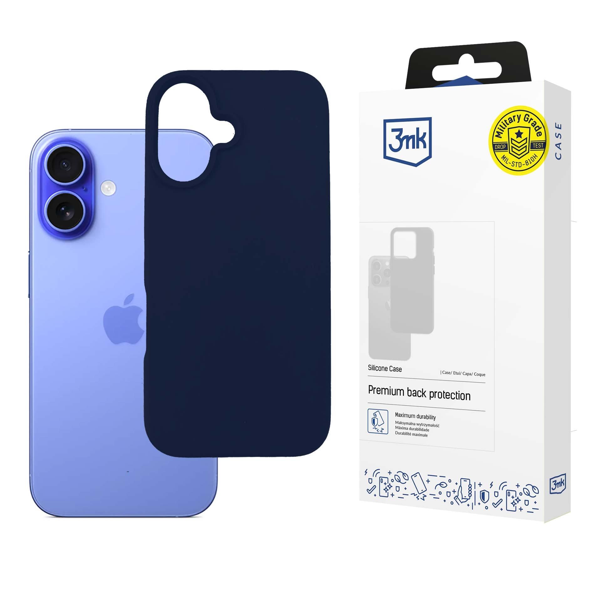 3mk silikonfodral för iPhone 16 Plus – marinblått