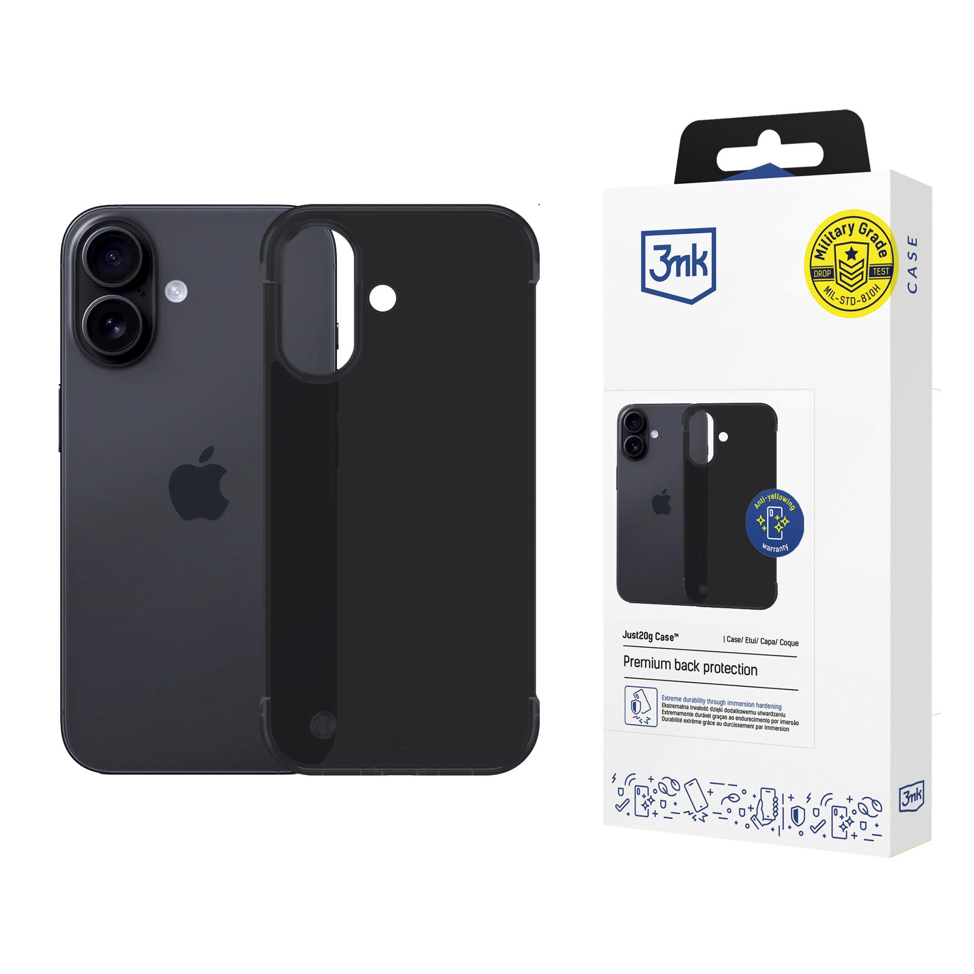 3mk Just20g matt skal till Apple iPhone 16 Plus – matt svart