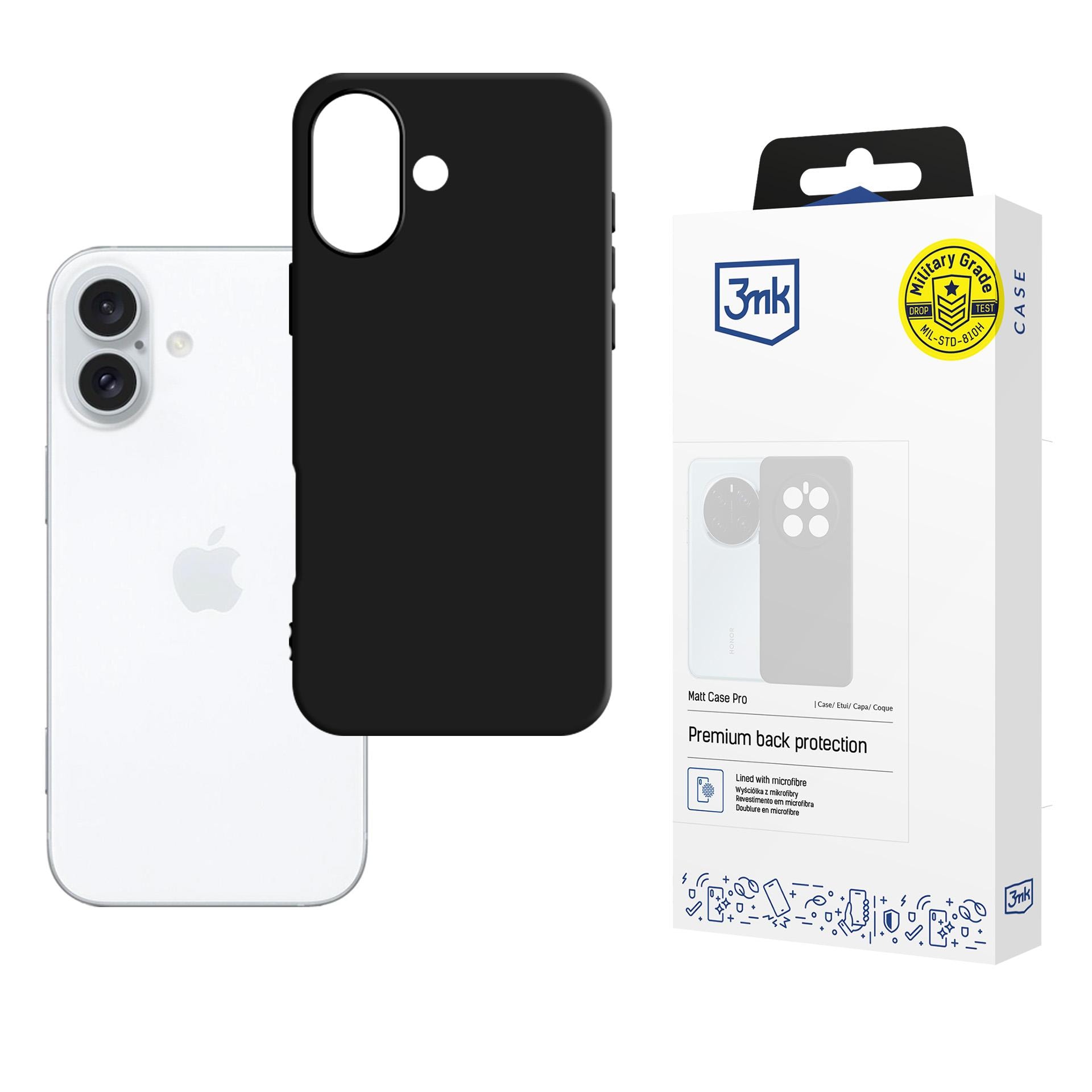 3mk Matt Case Pro för iPhone 16 – matt svart