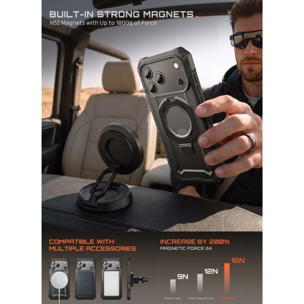 Supcase Grip Pro Mag MagSafe-etui til iPhone 18 Pro Max / 17 Pro Max – Sort