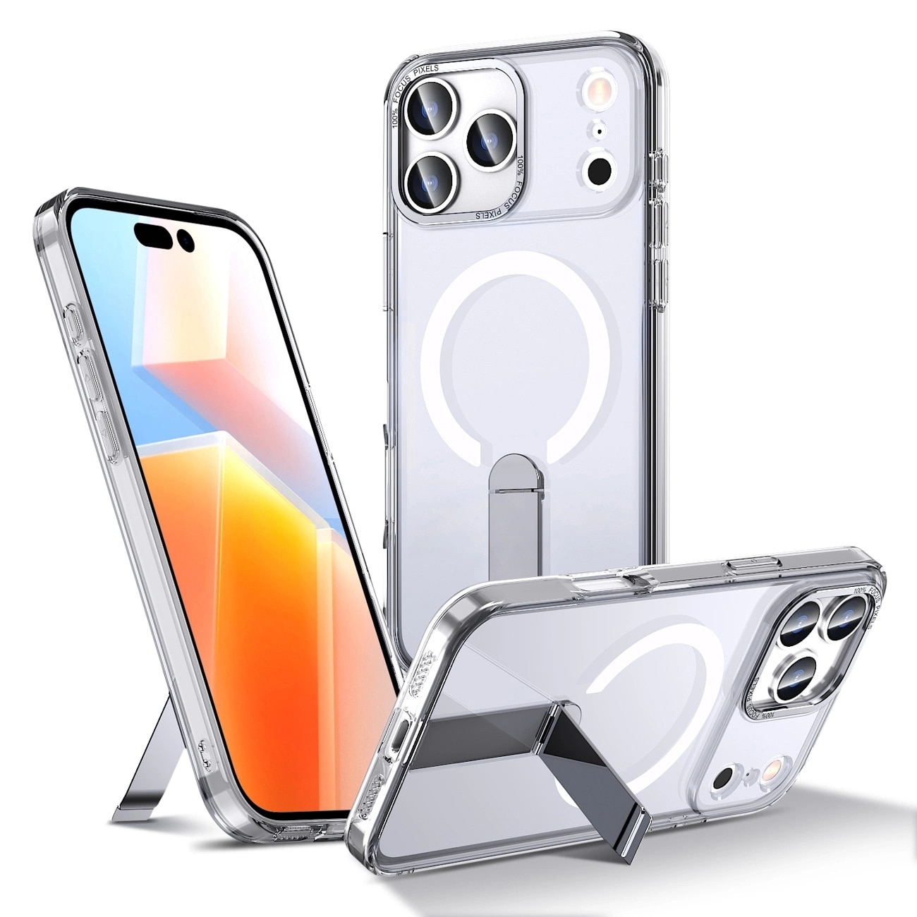 Hybrid Armor X-fodral för Samsung Galaxy S25 FE med stativ, kompatibelt med MagSafe – transparent