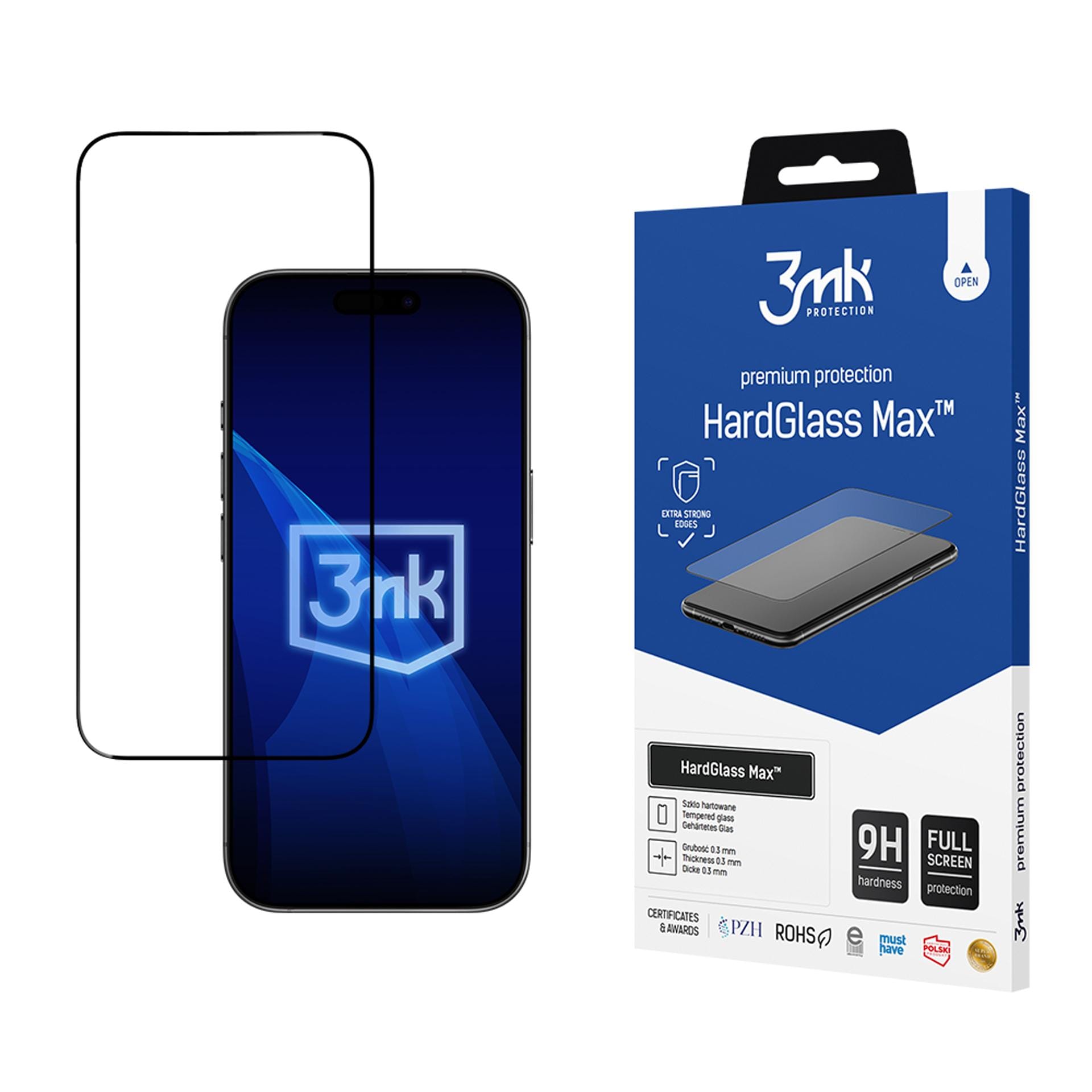 Förstärkt härdat glas 3mk HardGlass Max Black för iPhone 17 Air