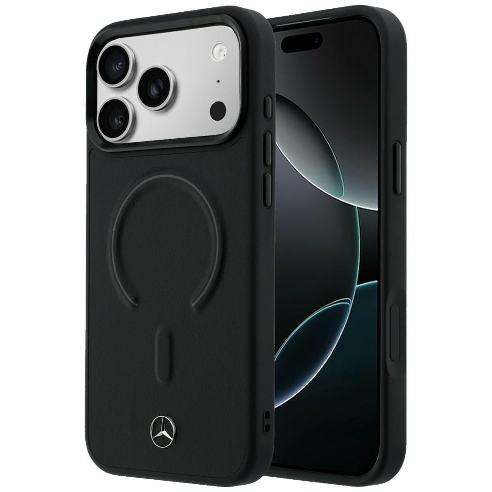 Mercedes 3D-fodral i läder med MagSafe för iPhone 17 Pro – Svart