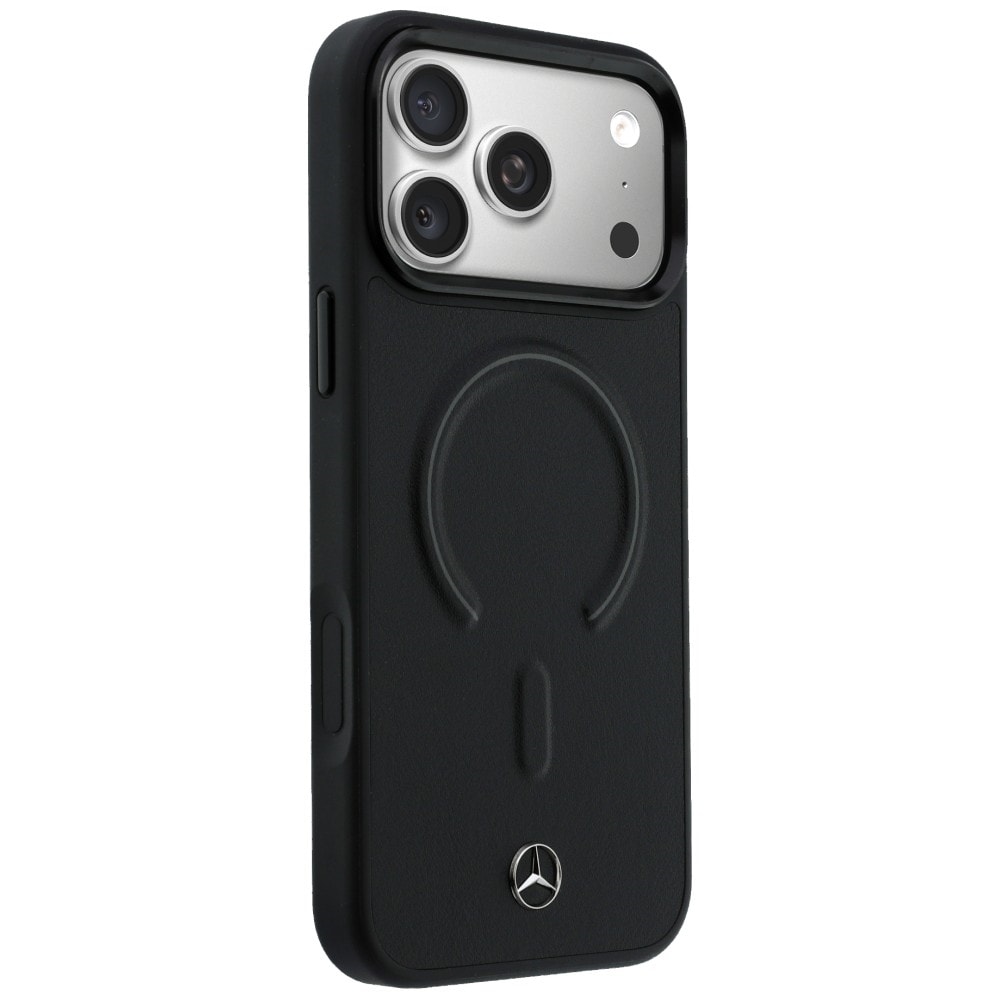 Mercedes 3D MagSafe-etui i læder til iPhone 17 Pro – sort