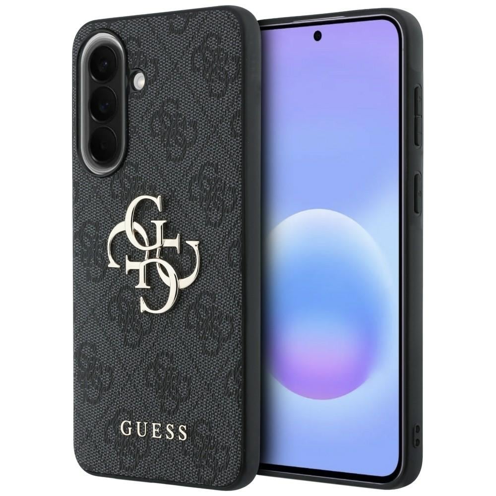 Guess Leather 4G-fodral med metalllogo för Samsung Galaxy A37 5G – Svart