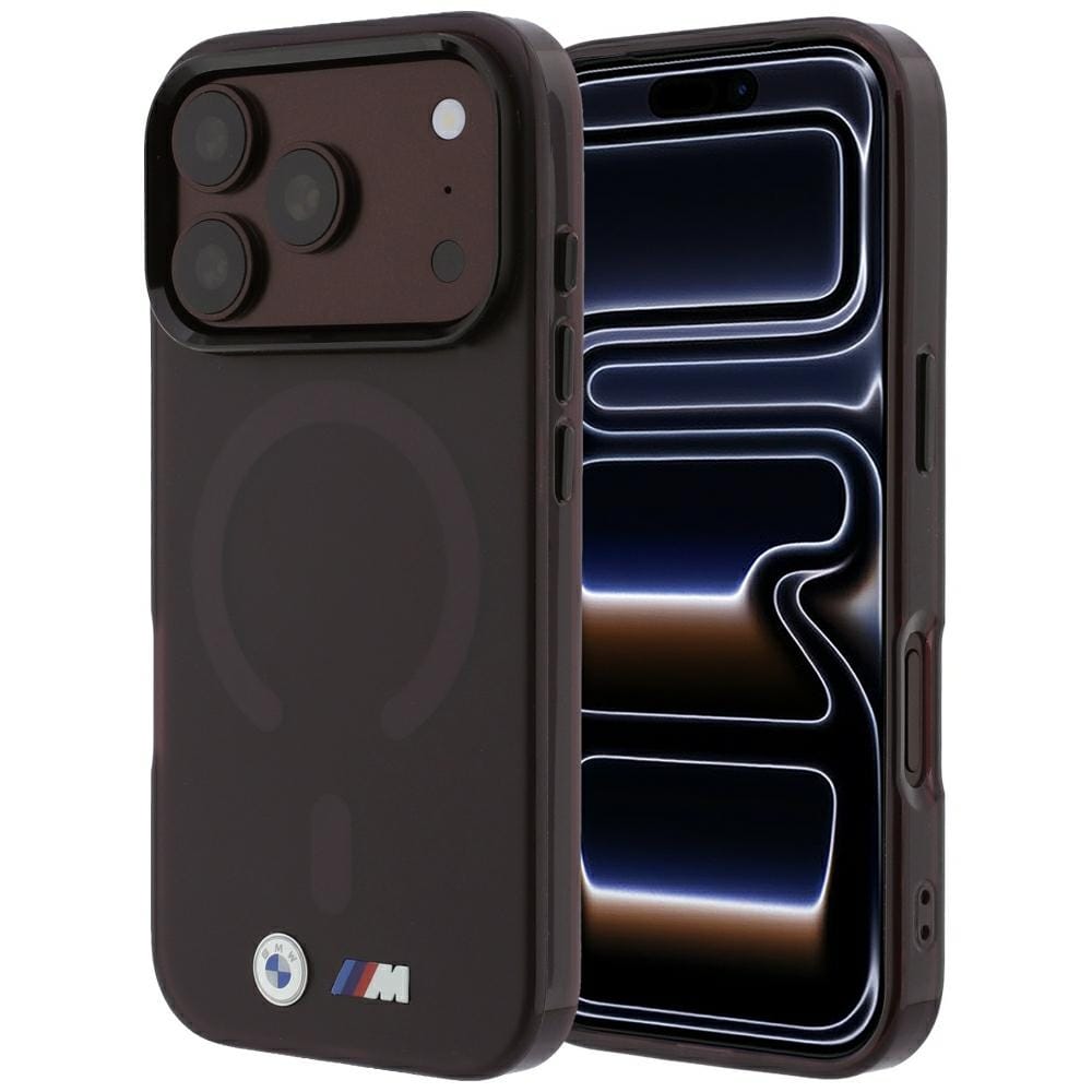 BMW M IML-fodral med frostad metalllogotyp/detaljer, MagSafe för iPhone 17 Pro/18 Pro – vinröd