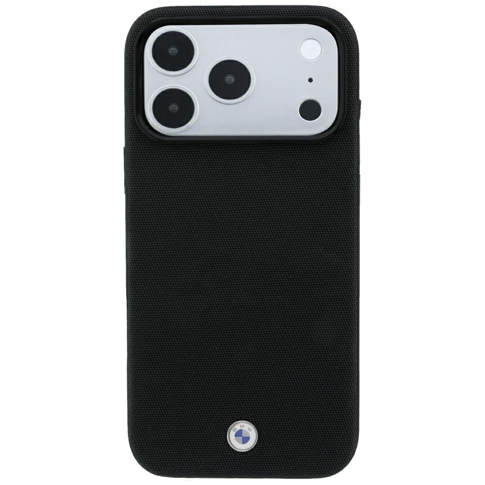 BMW Kevlar-metal-logo MagSafe-etui til iPhone 18 Pro / 17 Pro – Sort