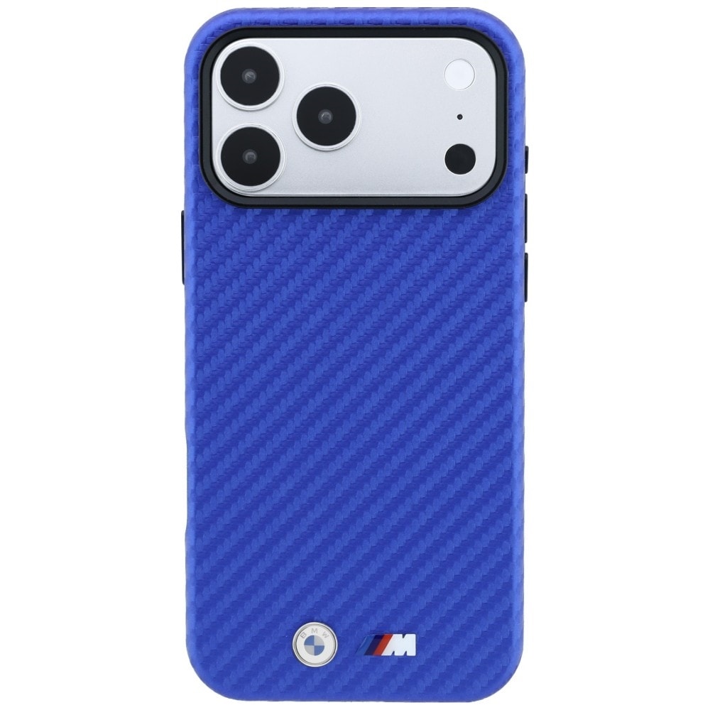 BMW M Carbon Metal-logo MagSafe-etui til iPhone 17 Pro Max / 18 Pro Max – Blå