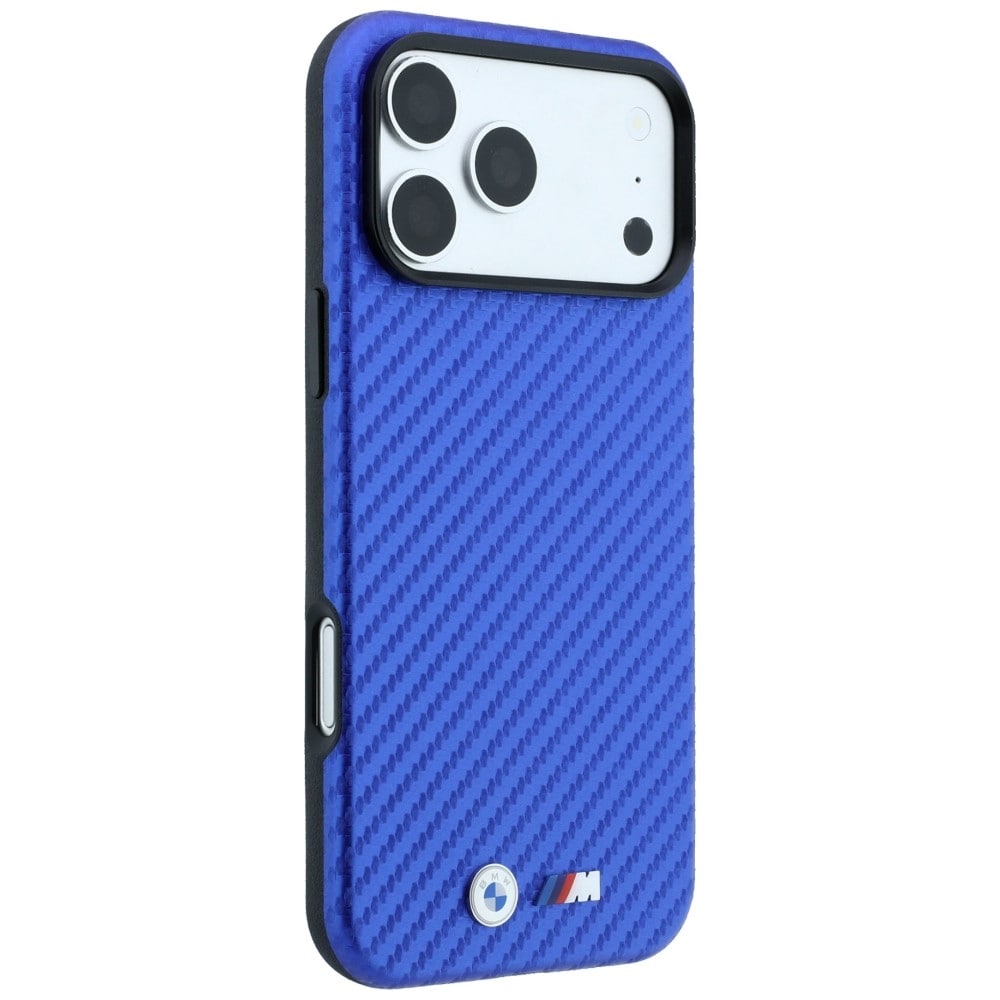 BMW M Carbon Metal-logo MagSafe-etui til iPhone 17 Pro Max / 18 Pro Max – Blå