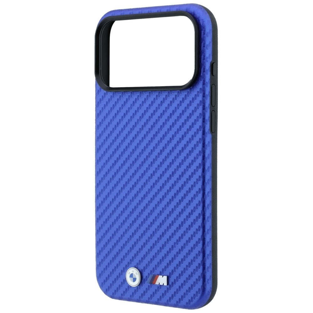 BMW M Carbon Metal-logo MagSafe-etui til iPhone 17 Pro Max / 18 Pro Max – Blå