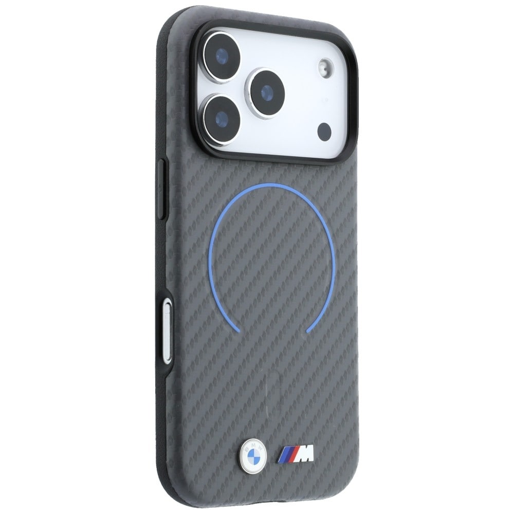 BMW Carbon-mønstret Ringl MagSafe-etui til iPhone 18 Pro / 17 Pro – Grå