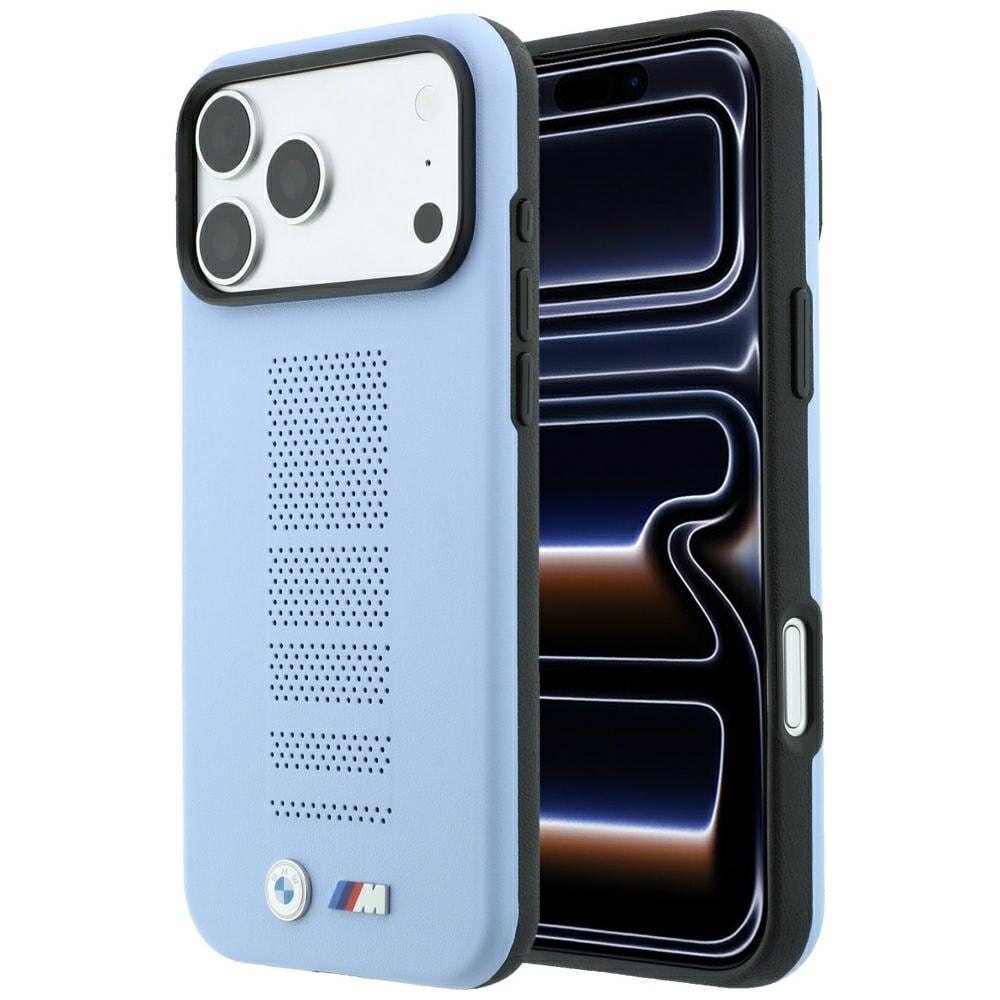 BMW M Blue Perfo Metal Logo MagSafe-fodral för iPhone 18 Pro / 17 Pro – Blått
